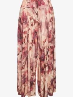 Jupe-culotte large ceinture smockée avec empiècement lisse devant