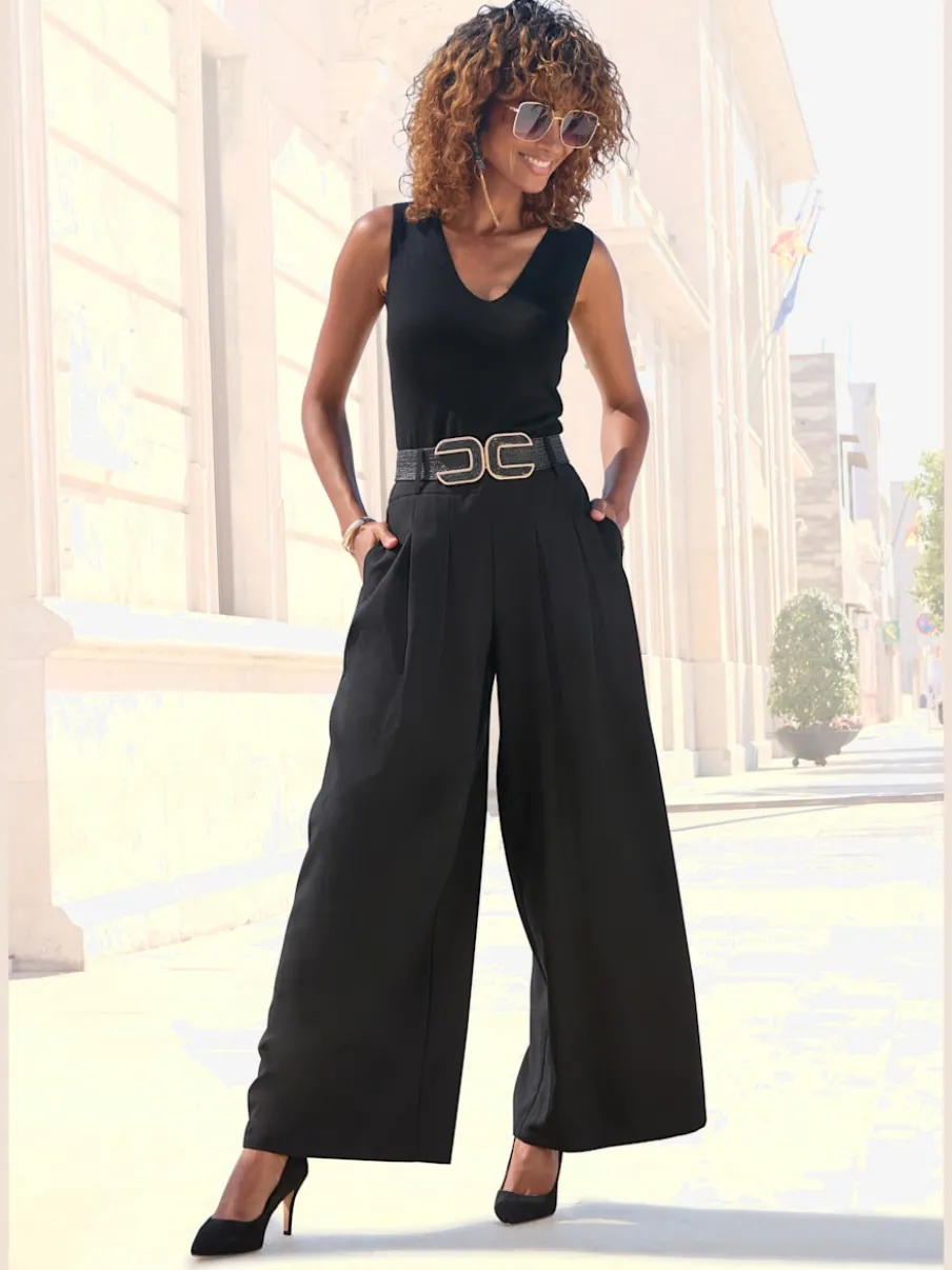 Jupe-culotte pantalon avec élastique et plis creux extra-larges