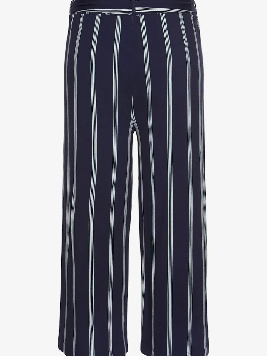 Jupe-culotte rayée avec ceinture à nouer et taille haute