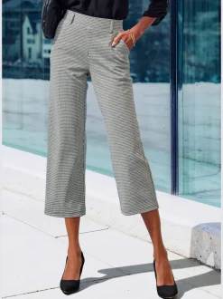 Jupe-culotte 7/8 taille haute à jambes droites et motifs graphiques