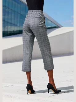 Jupe-culotte 7/8 taille haute à jambes droites et motifs graphiques