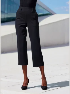 Jupe-culotte 7/8 taille haute à jambes droites et motifs graphiques