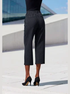 Jupe-culotte 7/8 taille haute à jambes droites et motifs graphiques