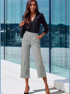 Jupe-culotte 7/8 taille haute à jambes droites et motifs graphiques