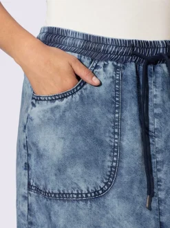 Jupe à effet délavé avec ceinture élastique et poches