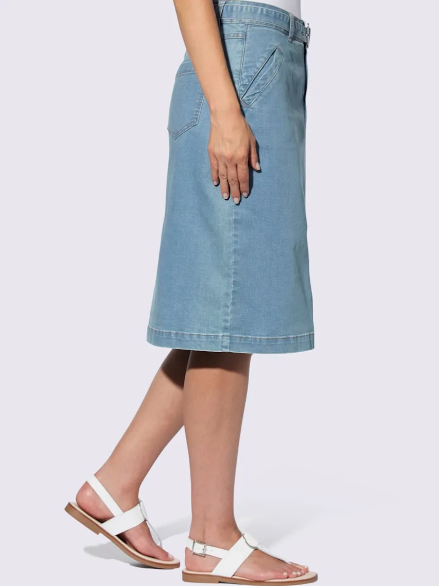 Jupe en jean avec ceinture et détails brillants faits-main