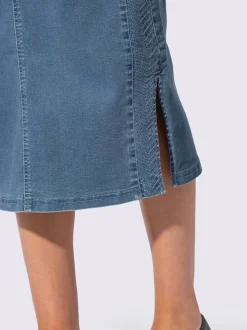 Jupe en jean avec ceinture fermeture et dentelle