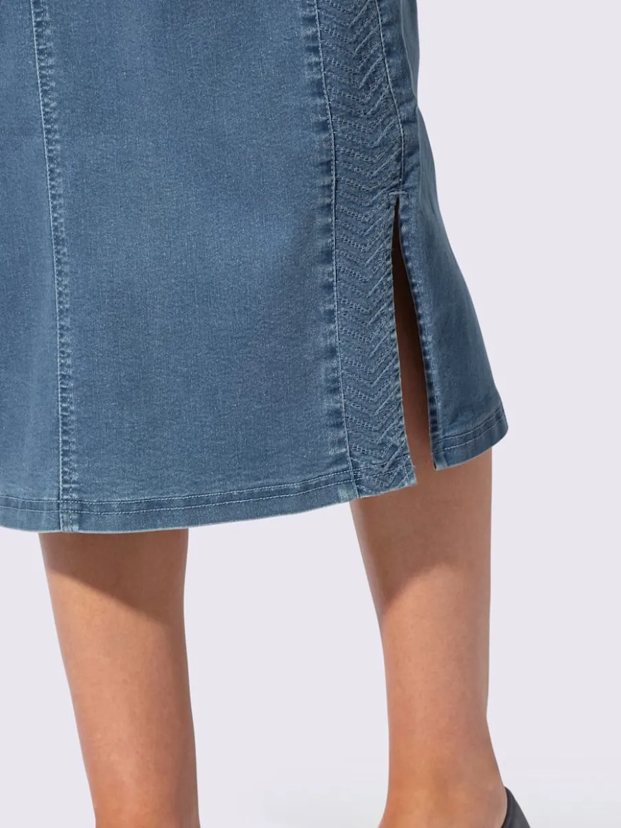 Jupe en jean avec ceinture fermeture et dentelle
