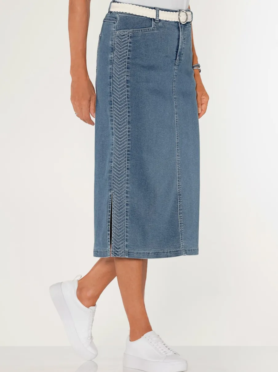 Jupe en jean avec ceinture fermeture et dentelle