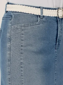 Jupe en jean avec ceinture fermeture et dentelle