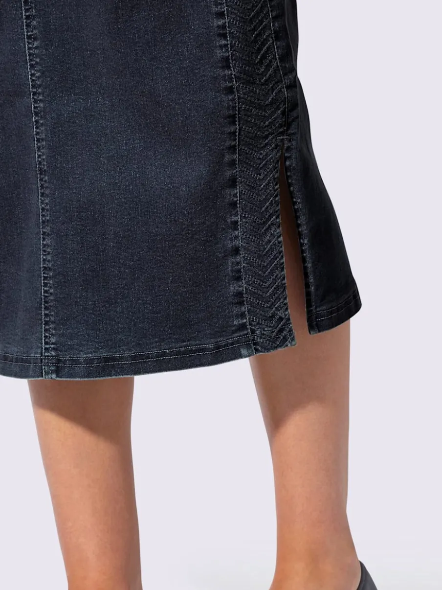 Jupe en jean avec ceinture fermeture et dentelle