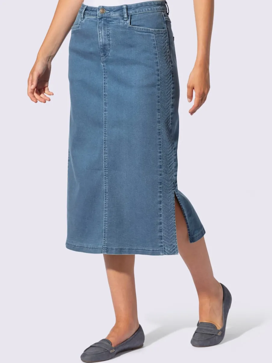 Jupe en jean avec ceinture fermeture et dentelle