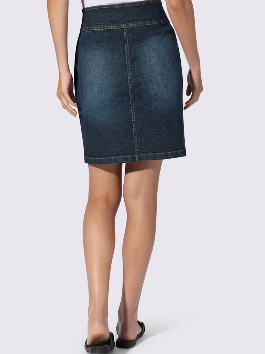 Jupe en jean avec ceinture intégrée et zip.