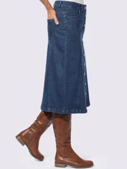 Jupe en jean avec poches et patte de boutonnage
