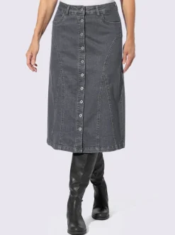 Jupe en jean avec poches et patte de boutonnage