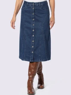 Jupe en jean avec poches et patte de boutonnage