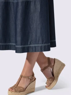 Jupe en jean coupe évasée avec poches latérales