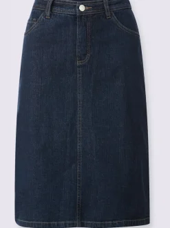 Jupe en jean à fente au dos et coupe cinq poches