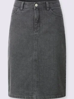 Jupe en jean à fente au dos et coupe cinq poches