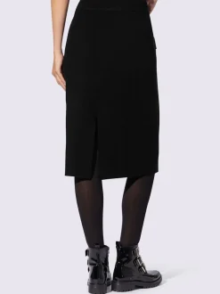Jupe en tricot avec ceinture élastique et boutons décoratifs