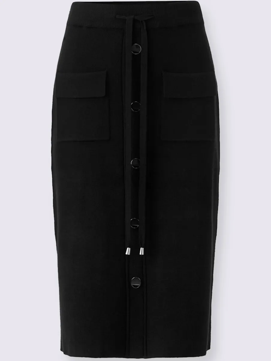 Jupe en tricot avec ceinture élastique et boutons décoratifs