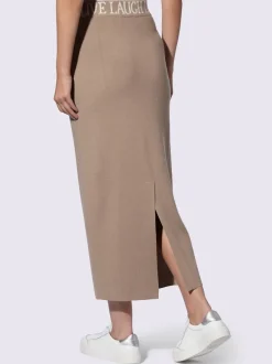 Jupe en tricot doux avec ceinture élastique inscription