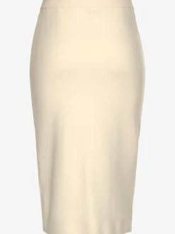 Jupe en tricot midi à bords-côtes avec ceinture élastique