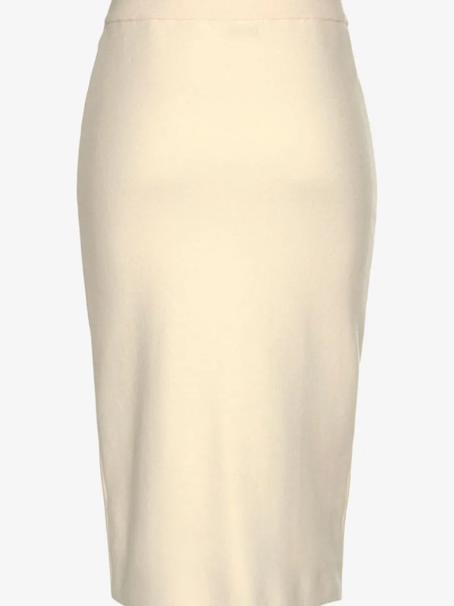 Jupe en tricot midi à bords-côtes avec ceinture élastique