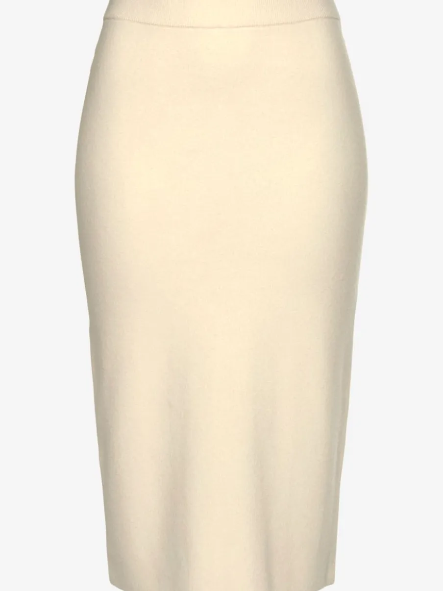 Jupe en tricot midi à bords-côtes avec ceinture élastique