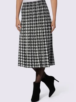 Jupe en tricot à motif pied-de-poule classique élastique