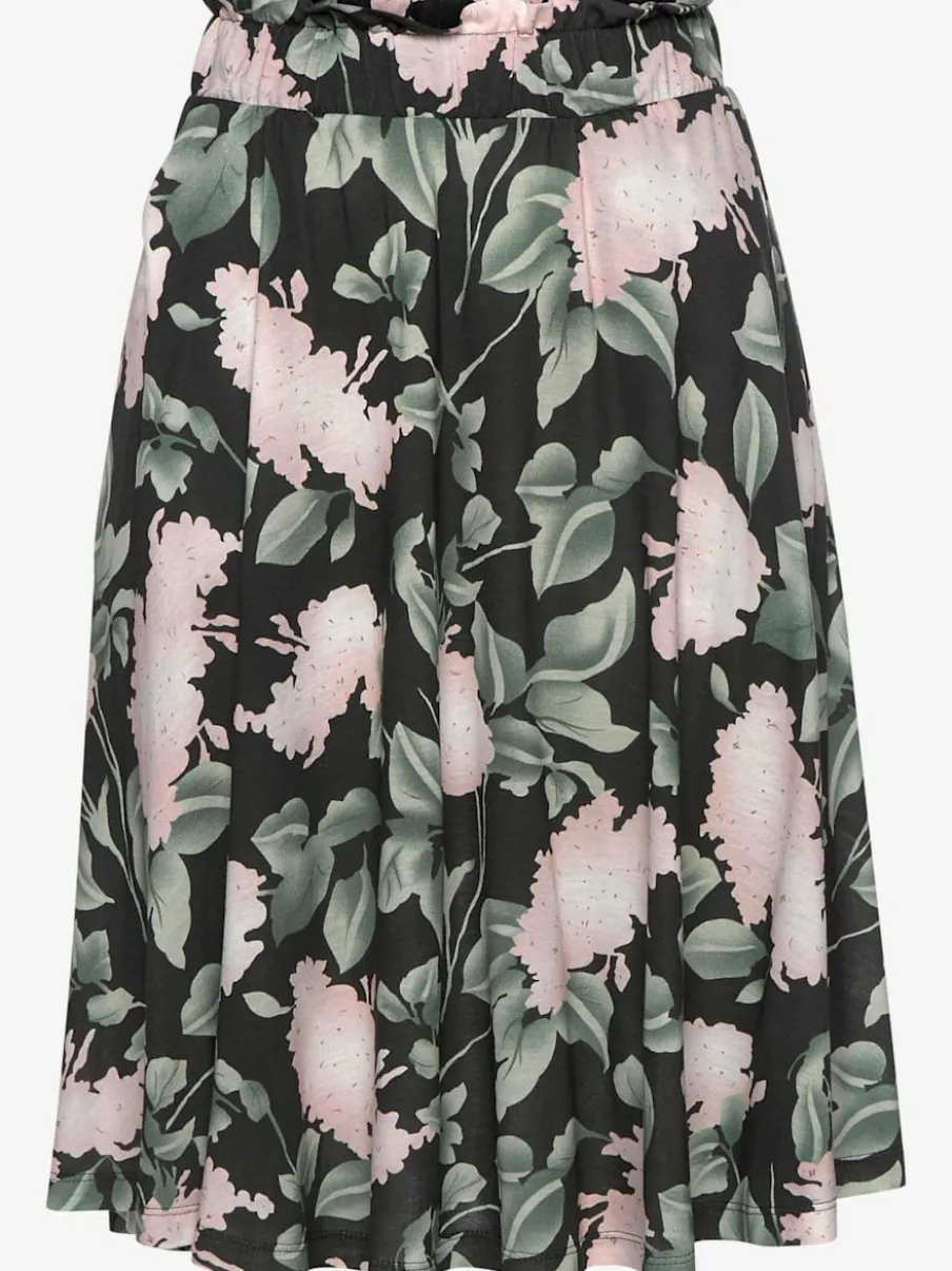 Jupe estivale à taille haute avec ceinture élastique fleurs