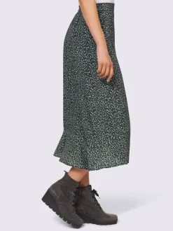 Jupe fluide avec fente et motif mille fleurs