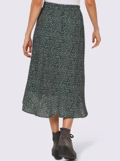 Jupe fluide avec fente et motif mille fleurs