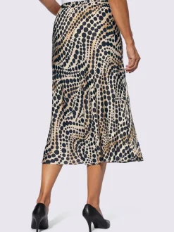 Jupe fluide en satin à pois avec ceinture élastique