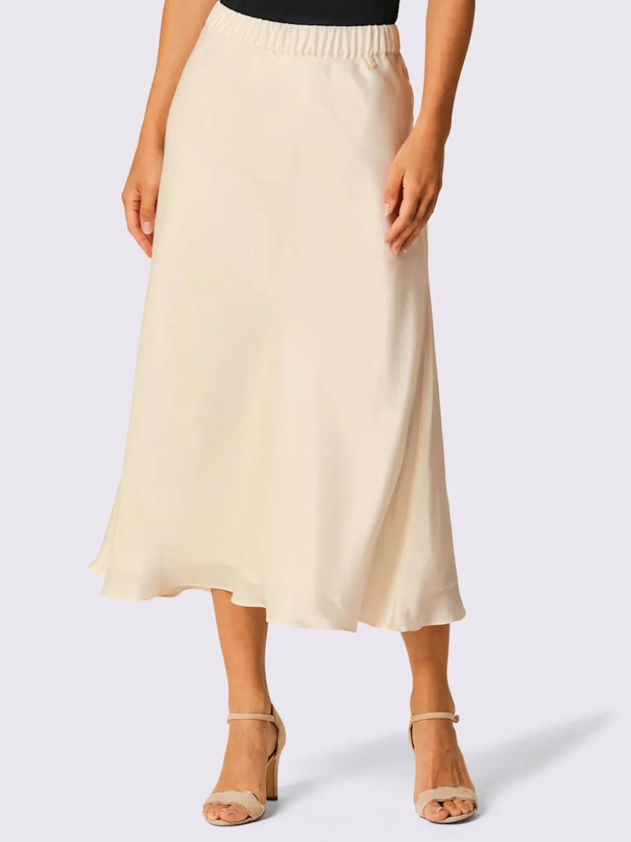 Jupe fluide en soie et viscose avec ceinture élastique