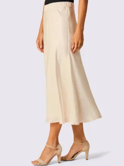 Jupe fluide en soie et viscose avec ceinture élastique
