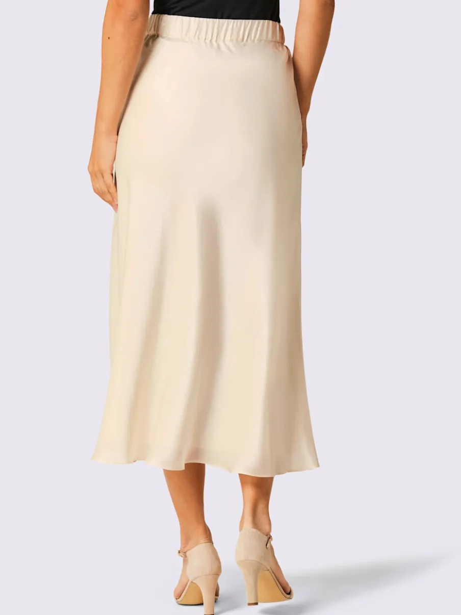 Jupe fluide en soie et viscose avec ceinture élastique