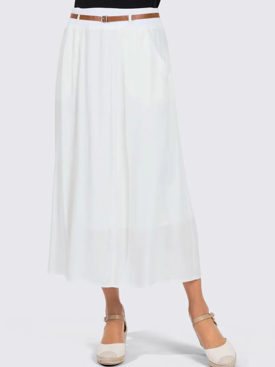 Jupe fluide en viscose avec ceinture élastique et poches