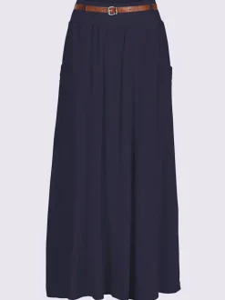Jupe fluide en viscose avec ceinture élastique et poches
