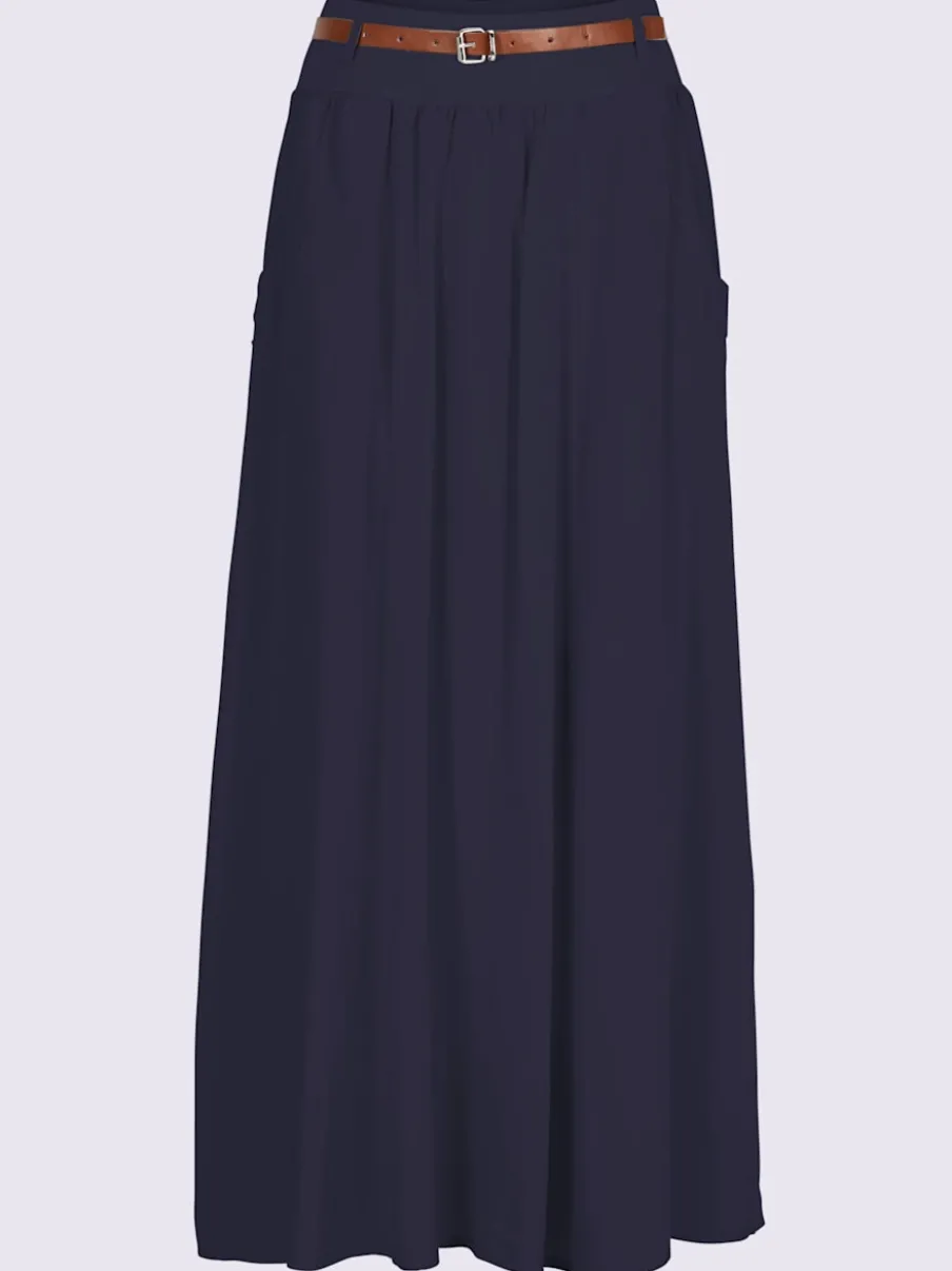 Jupe fluide en viscose avec ceinture élastique et poches