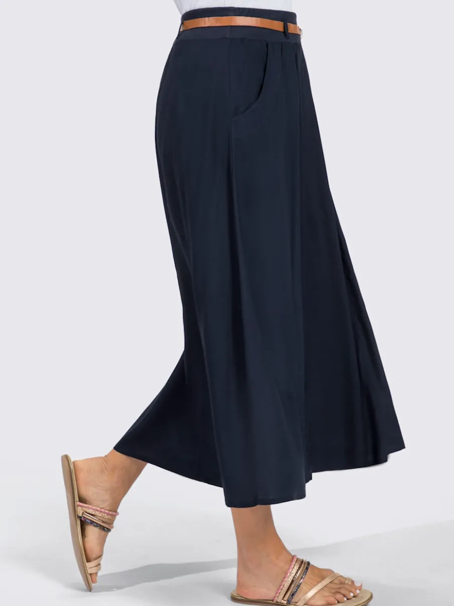 Jupe fluide en viscose avec ceinture élastique et poches