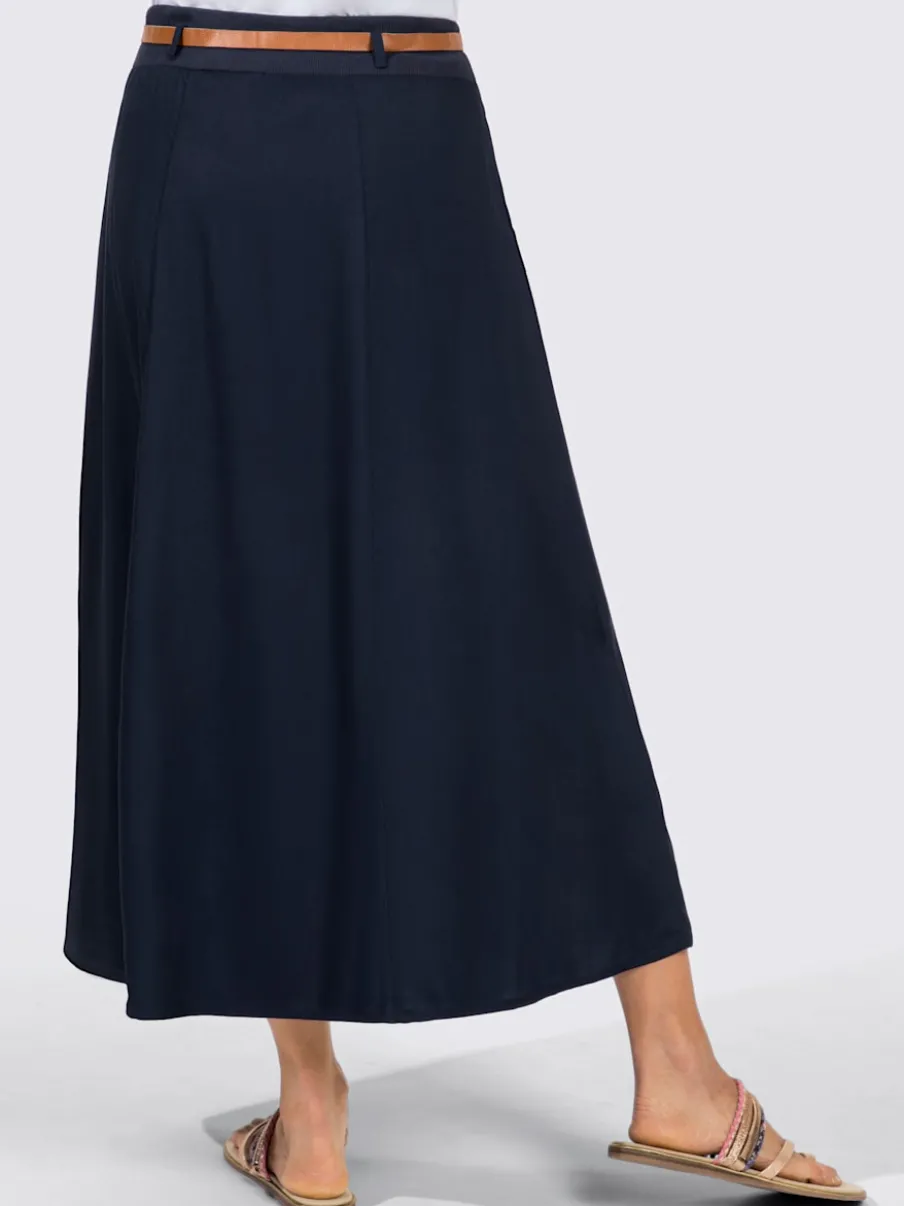Jupe fluide en viscose avec ceinture élastique et poches