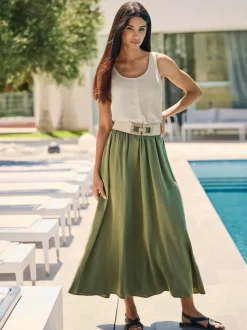 Jupe froissée en lyocell avec ceinture élastique confortable