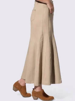 Jupe godet en twill cinq poches pour femme