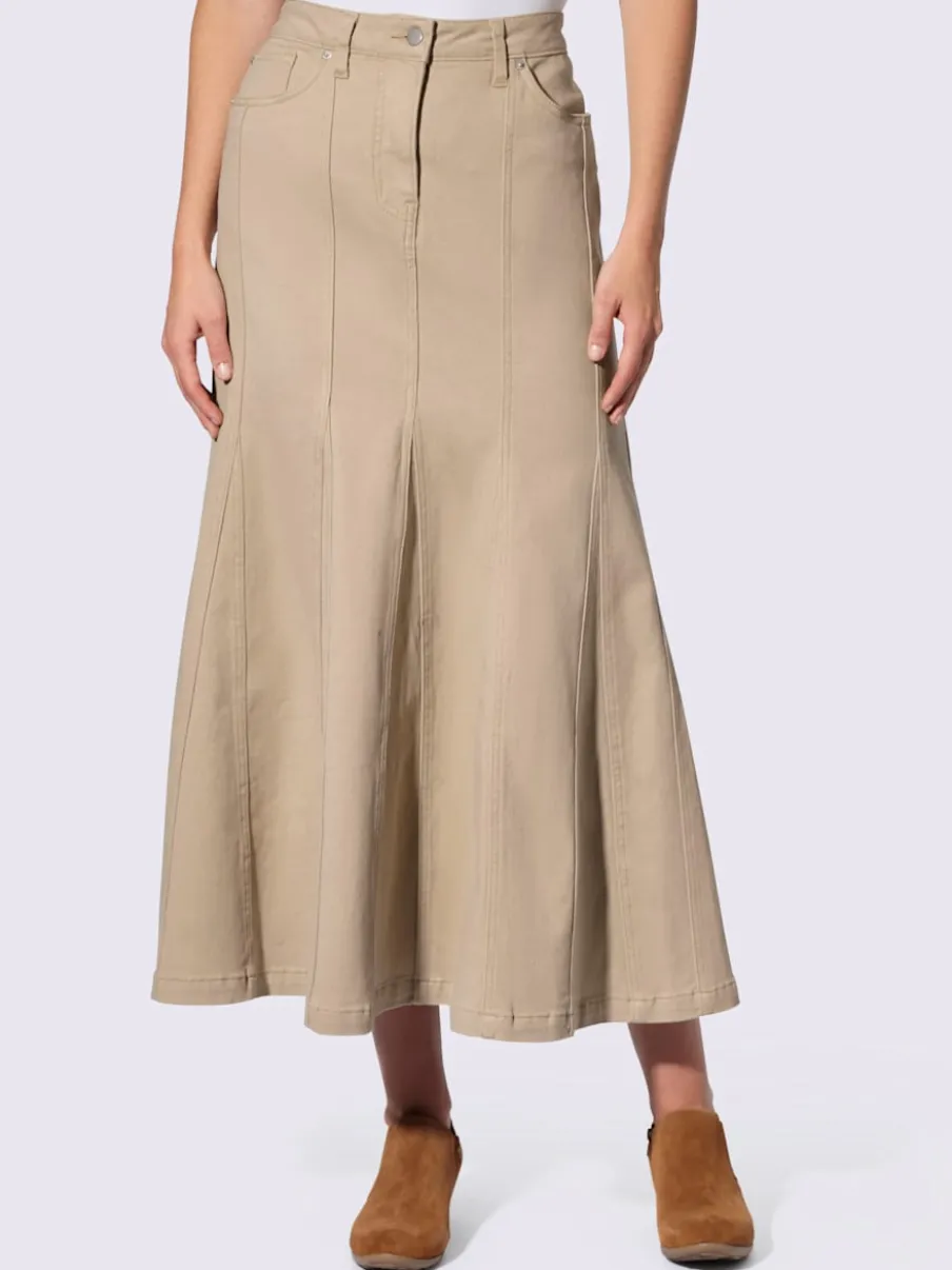Jupe godet en twill cinq poches pour femme