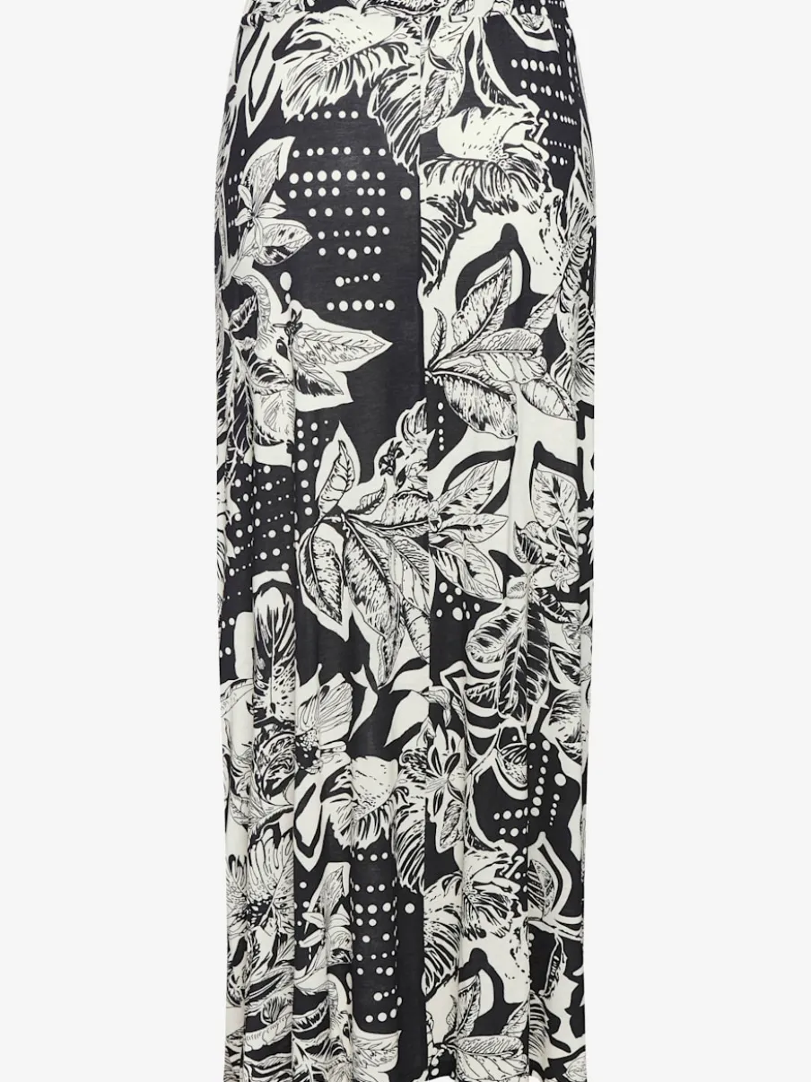 Jupe longue avec large ceinture élastique et impression florale