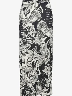Jupe longue avec large ceinture élastique et impression florale