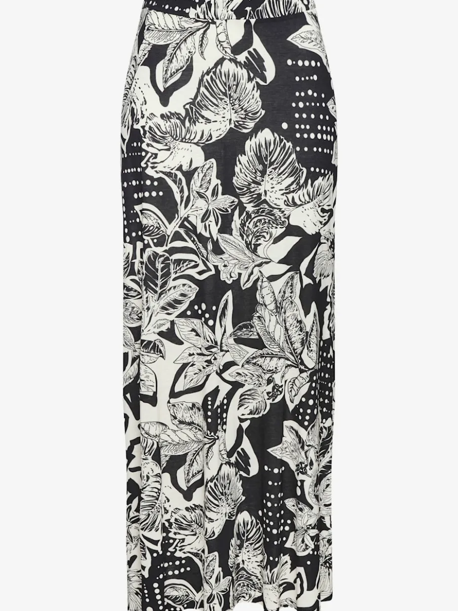 Jupe longue avec large ceinture élastique et impression florale