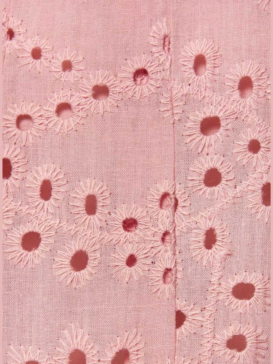 Jupe longue d'été à broderie ajourée avec plis flatteurs