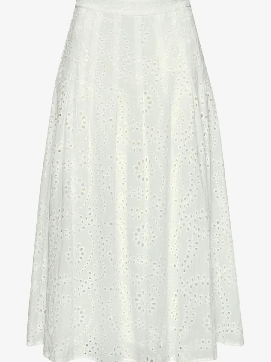 Jupe longue d'été à broderie ajourée avec plis flatteurs